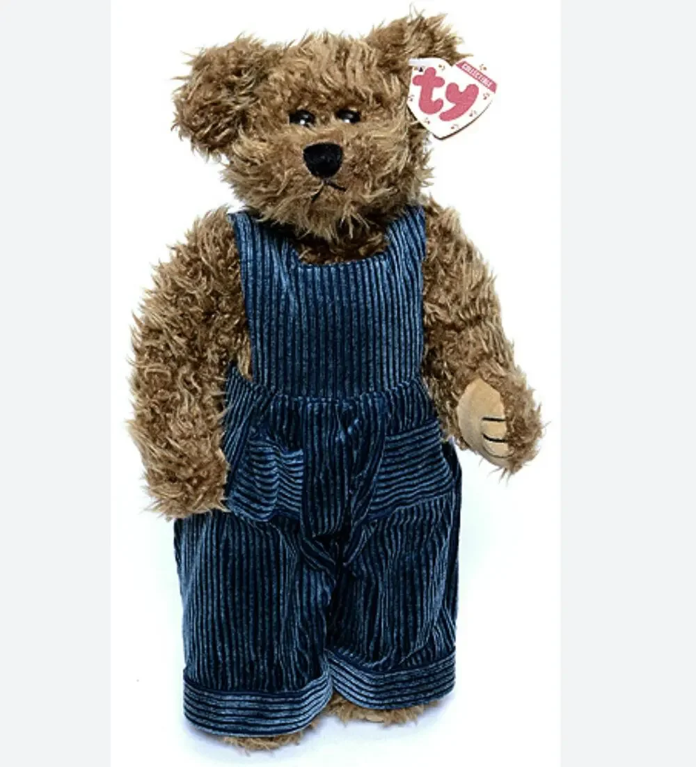 Ty Attic Treasures Grover Bear,1993 version scruffy brown fur blue  overalls